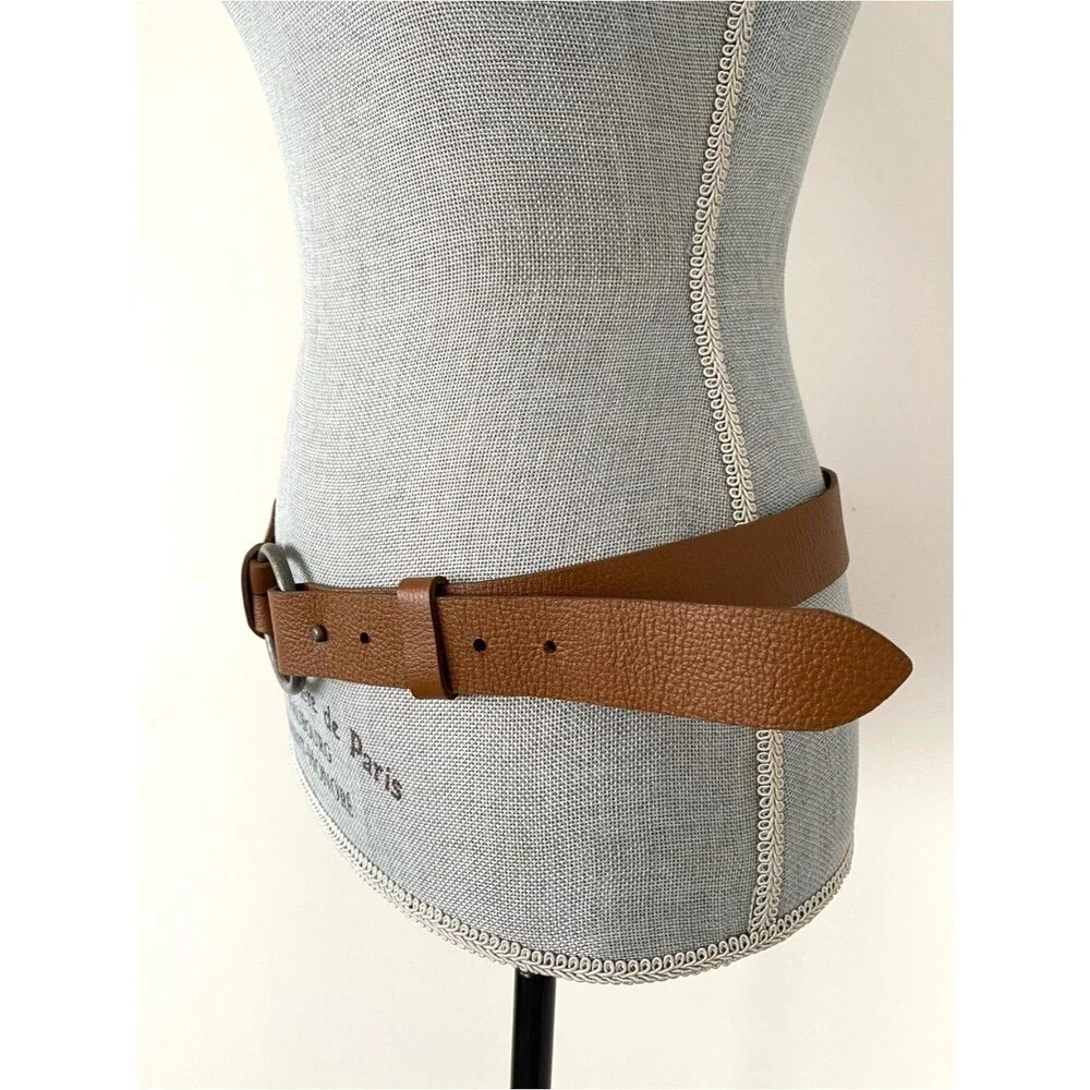 J. Jill Brown Leather Gunmetal Ring Buckle Hip-Belt Sz S Boho Chic Western Beach